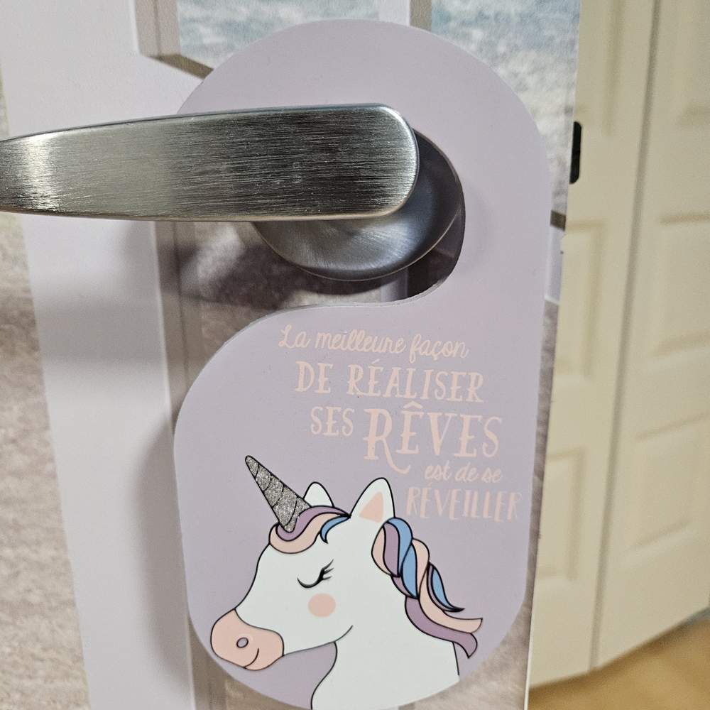 Unicorn Door Wooden Hanger with Inspirational Quote